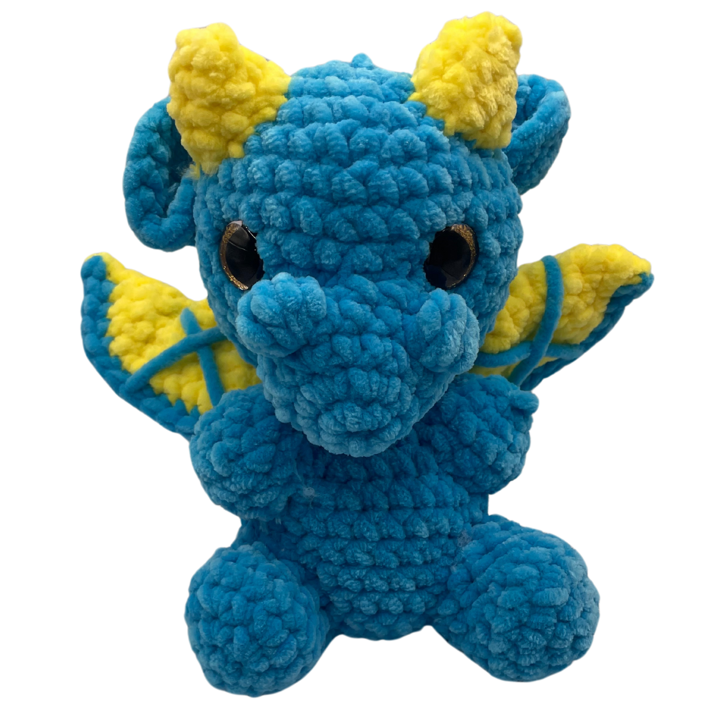 gehäkelter Drache mit bunten Farben