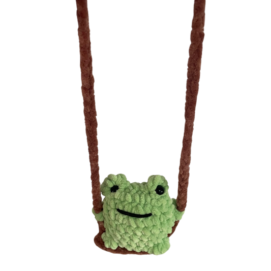 gehäkelte Autoschaukel als Frosch